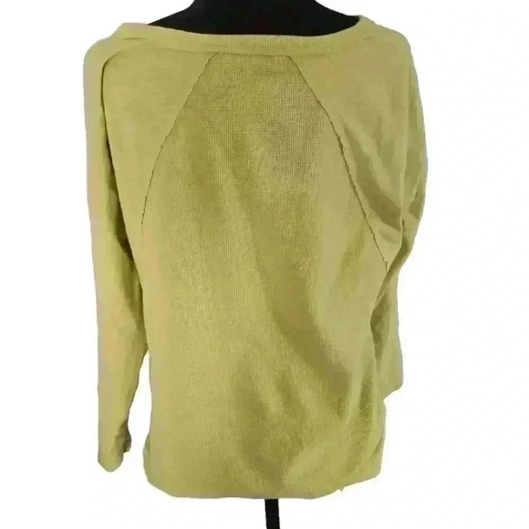 Soft Surroundings Womens Lime Green Waffle Knit Long Sleeve Tee M - Picture 4 of 15